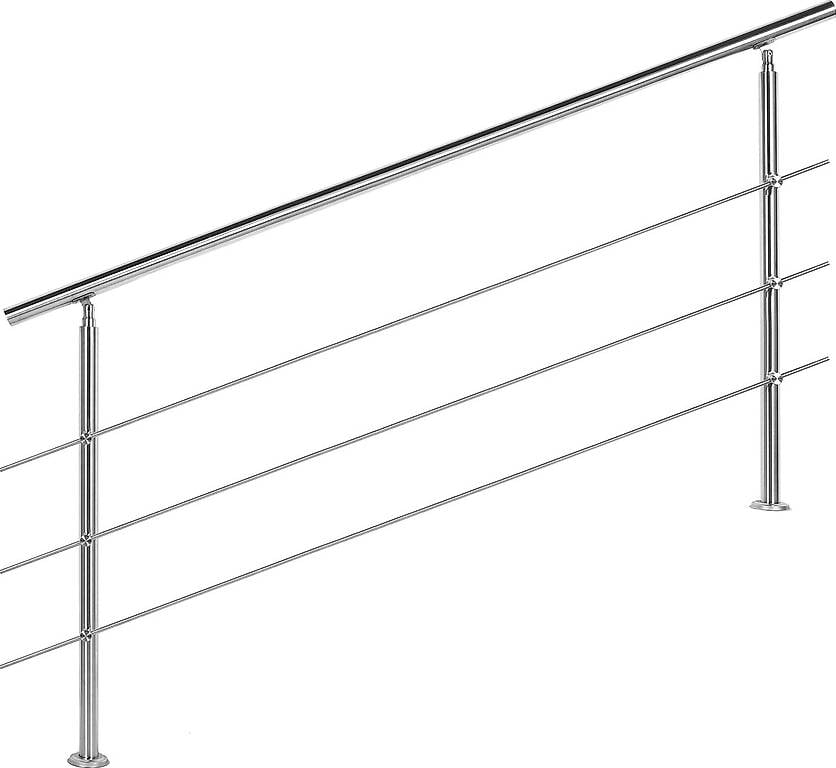 Edelstahl Treppengeländer, 180 cm Länge, Ø 42 mm