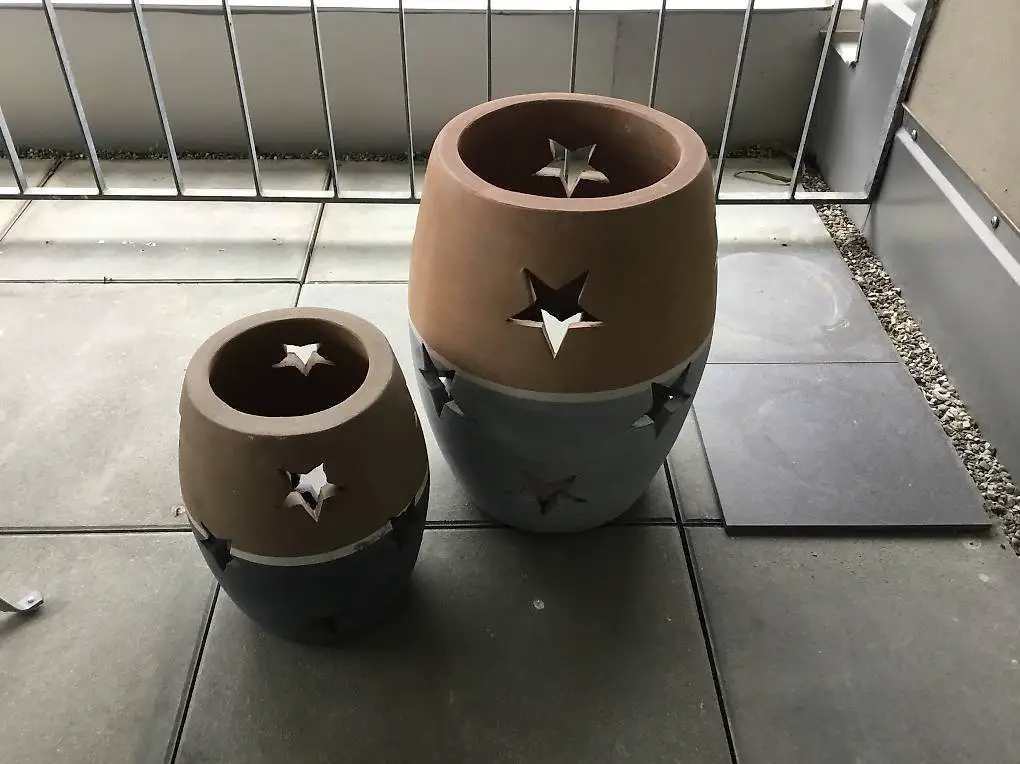 teracotta kerzenvase zwei verschiedene grössen