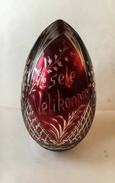 Vintage Bohemian Czech Ruby Red Deep Cut Crystal.