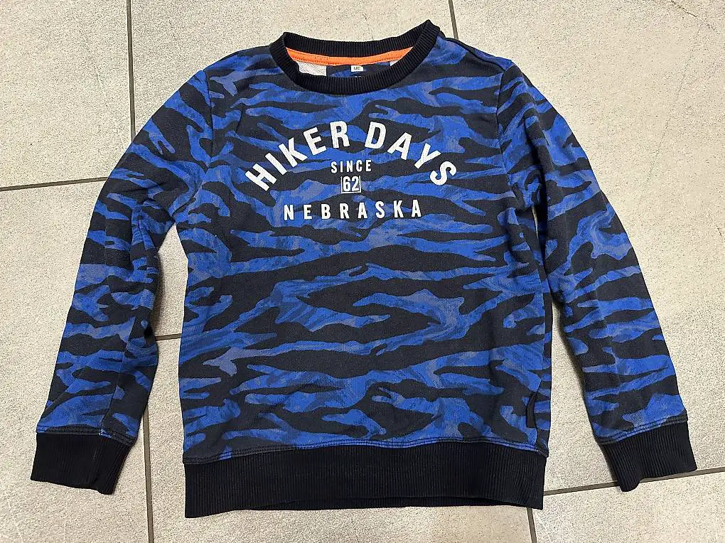 WE FASHION Sweatshirt Gr. 122/128 blau Camouflage Pulli