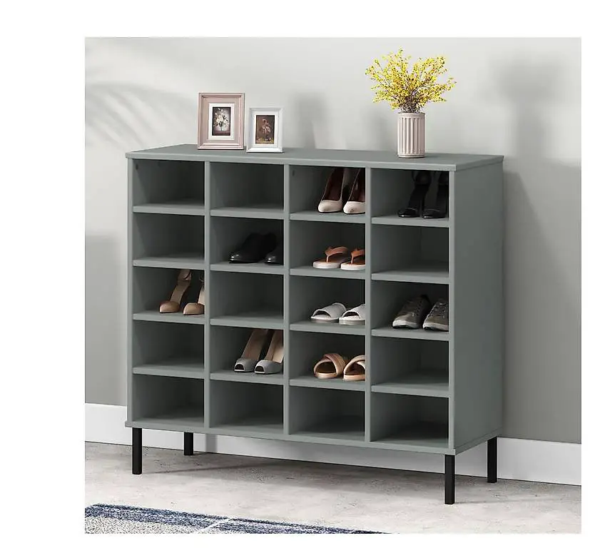 Schuhregal OSLO mit Metallbeinen Grau 95x35x86 cm Massivholz