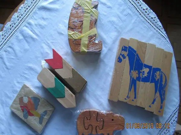  Holzspielzeug, von 1960 Klötze, Puzzle