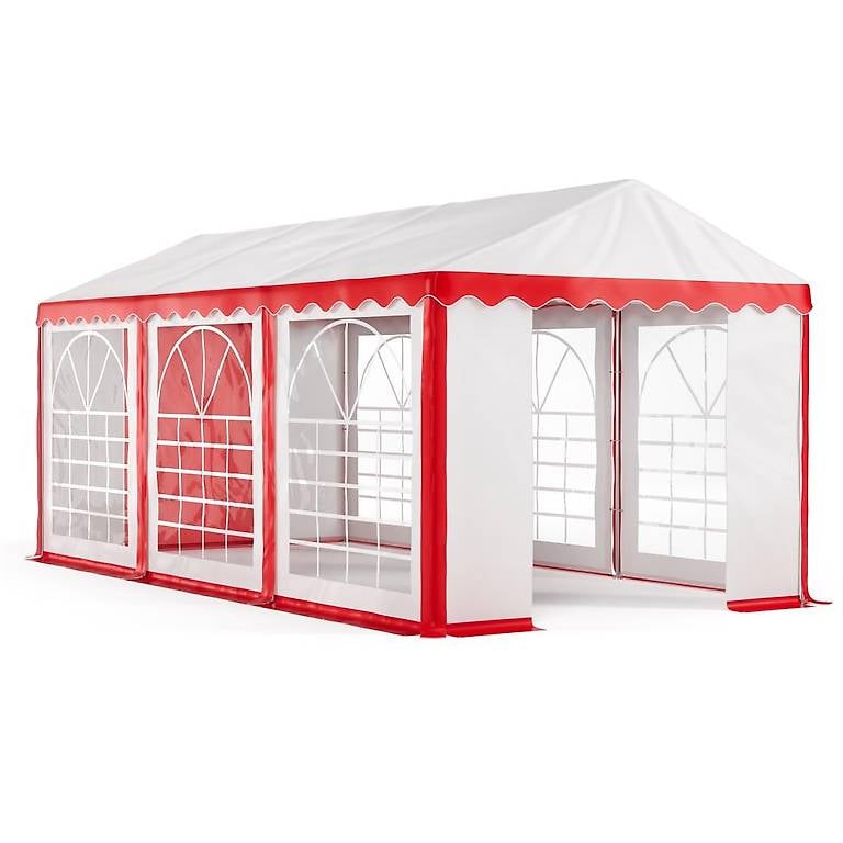 (Preis-Nachlass) - Profi PVC Partyzelt 3 x 6 m rot/weiss