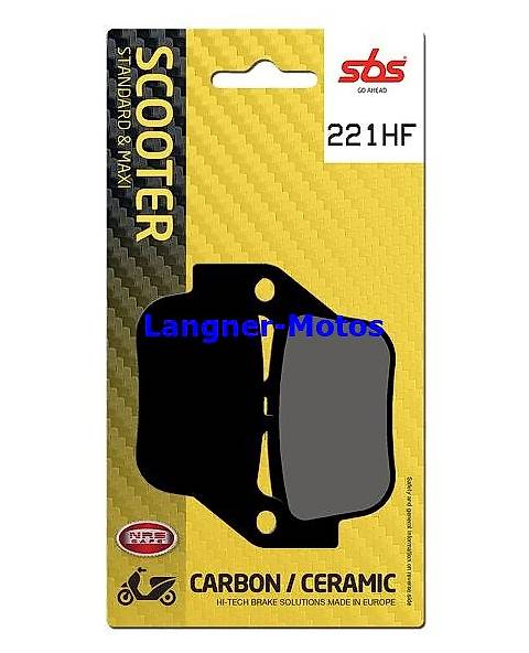 Bremsbelag SBS 221 HF Street Ceramic YAMAHA YP 250 `14-`16