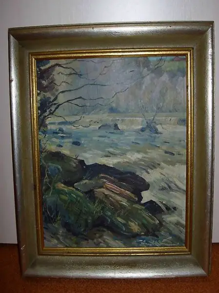  Öl Bild Paul Kömme "Stromschnellen"