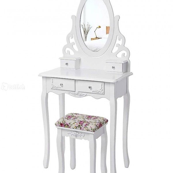  Schminktisch mit Spiegel und Hocker