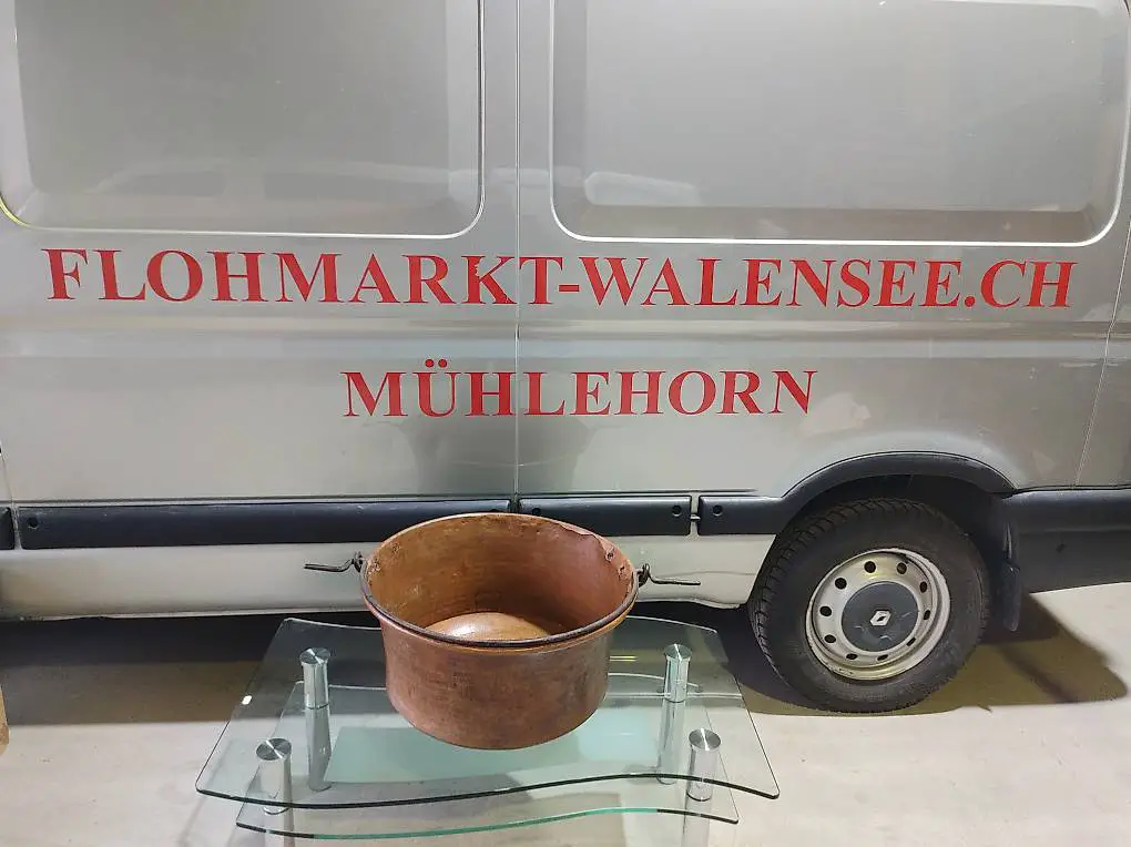 Grosser alter Kupfer Chäskessel Kupferkessel Käsekessel