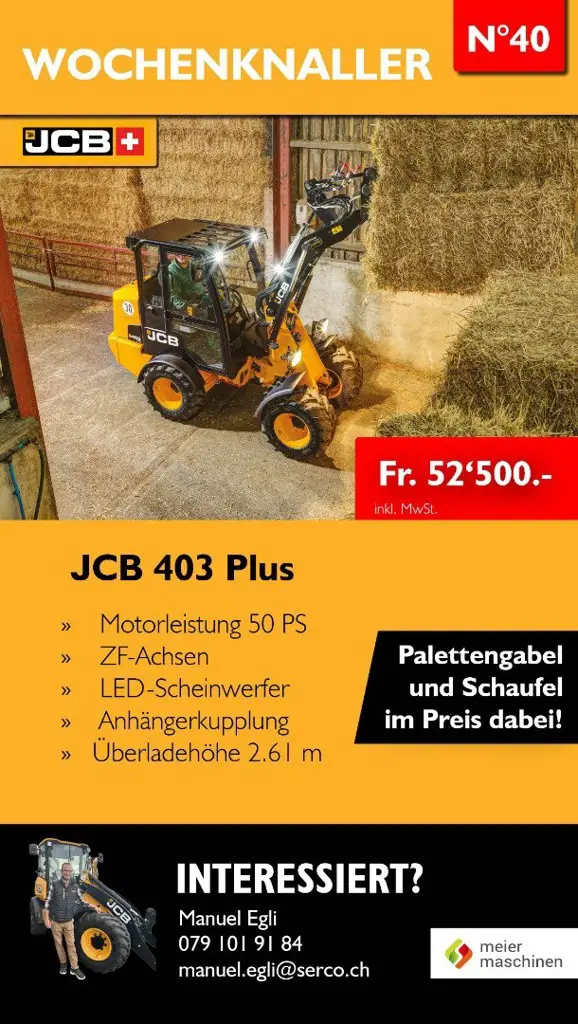 Radlader JCB 403 Plus / inkl. Paletten-Gabel und Schaufel
