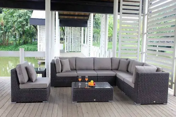 Lounge Set Rotin Canape brun