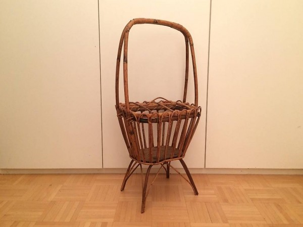 Spezieller Bambus Korb Wäschekorb 50er 60er vintage Deko