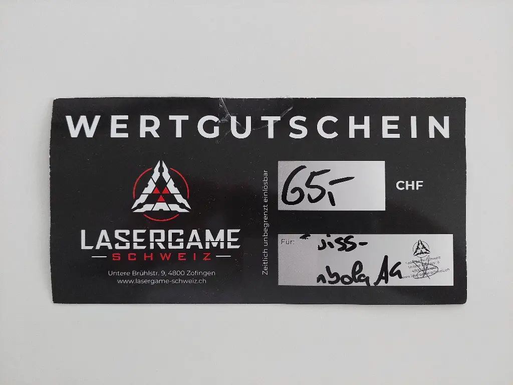 Wertgutschein Fr. 65 für LASERGAME SCHWEIZ in 4800 Zofingen