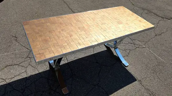  vergoldeter Sixties Chromstahl Couchtisch