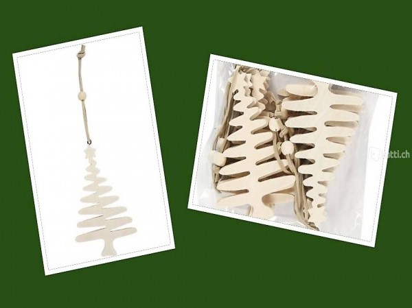 Tannenbäume aus Holz zum Aufhängen 12 Stück