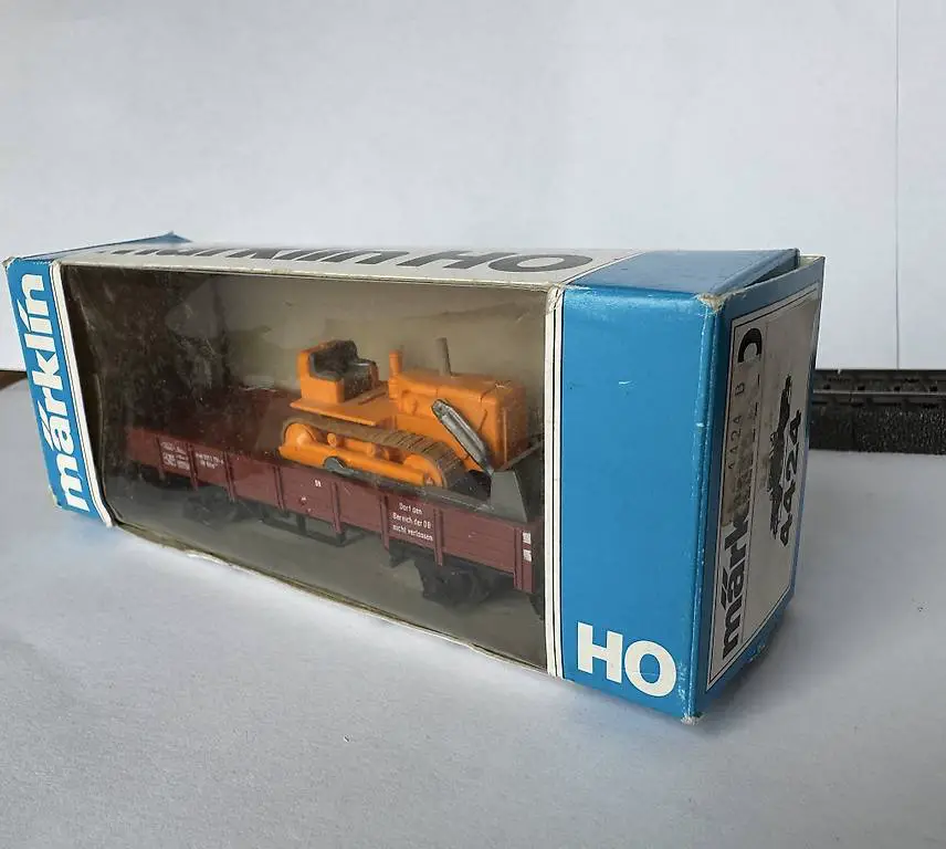 Märklin 4424 OVP Niederbordwagen H0 mit Planierraupe
