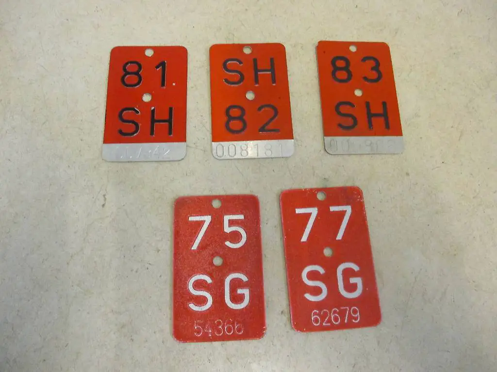 1x Velo-Nummer Kontrollschild Velo / Mofa SG / SH - 70er-Hit