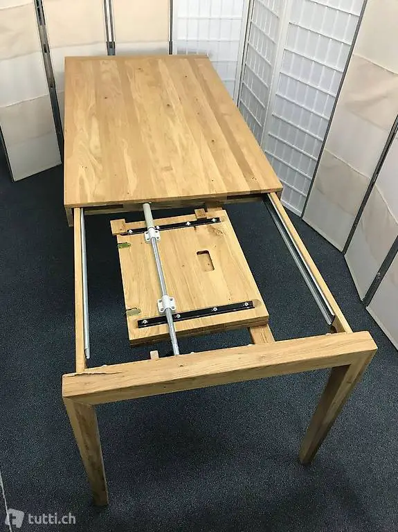  Auszugtisch Massivholz Wildeiche 120 x 80 cm mit 50er Auszug