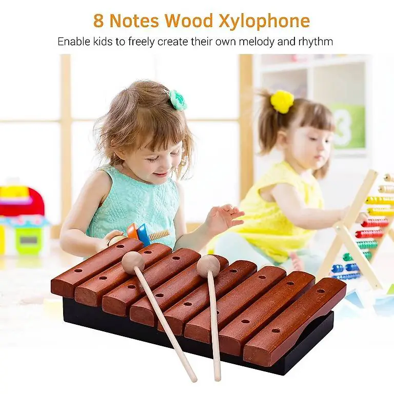 Musikinstrument 8 Noten Holz Xylophon Kinder Musikspielzeug