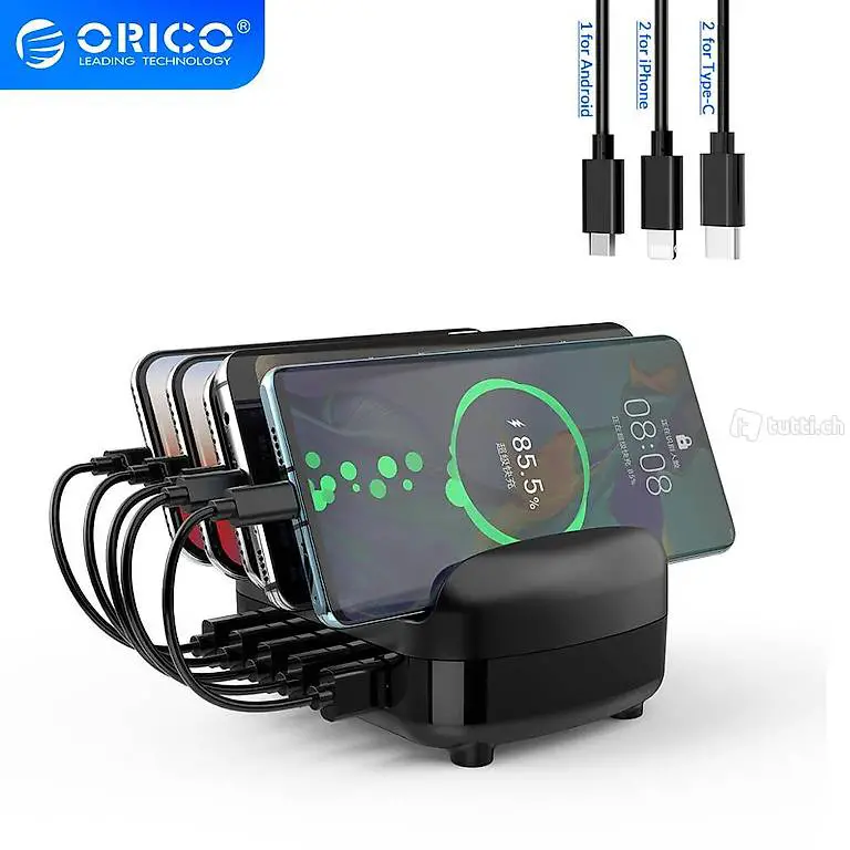  ORICO 5 Ports USB Ladestation Dock mit Halter
