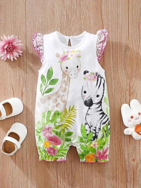 Neuer Süsser Einteiler Tiermotiv Grösse 3-6Monate, 68