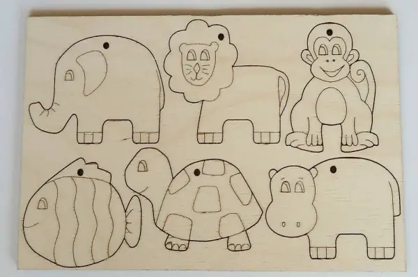 Holz Anhänger für Schlüssel oder Mobile Zootiere