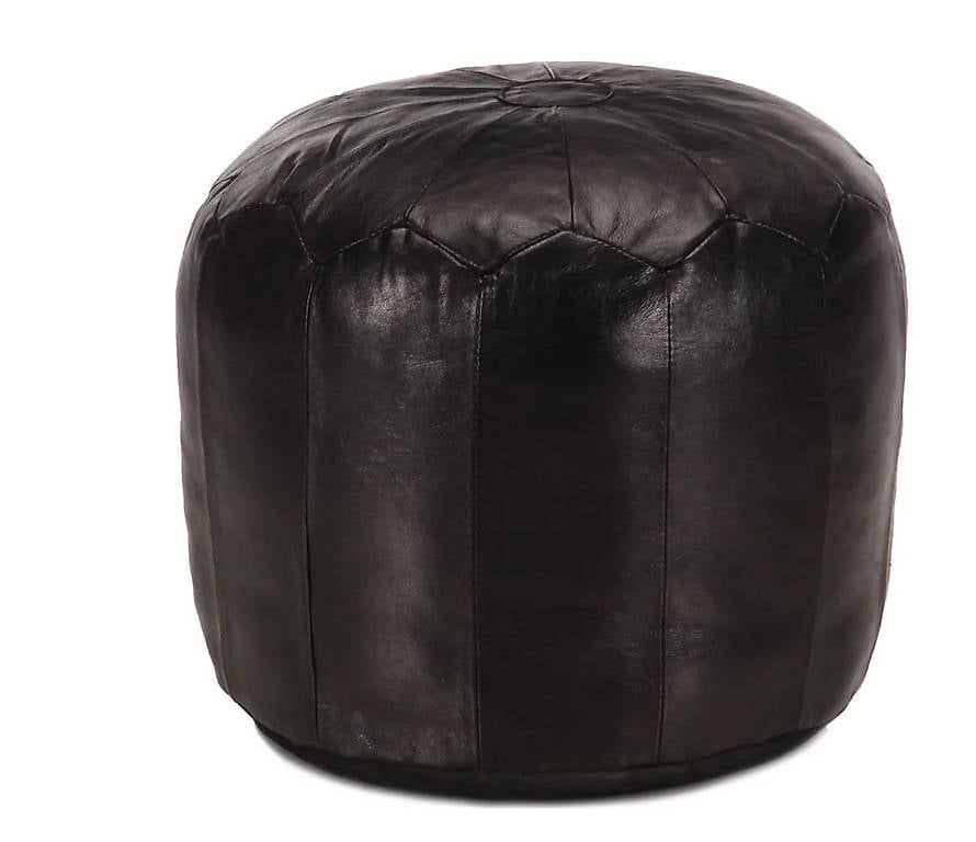 Pouf Schwarz 40 x 35 cm Echtes Ziegenleder