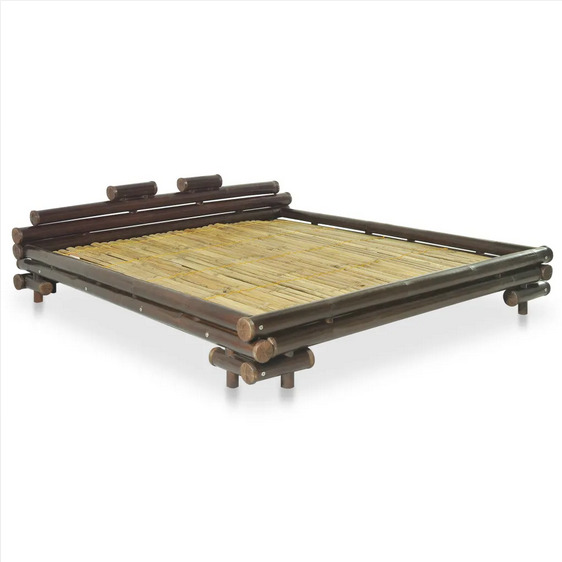 Bettgestell Dunkelbraun Bambus 160×200 cm