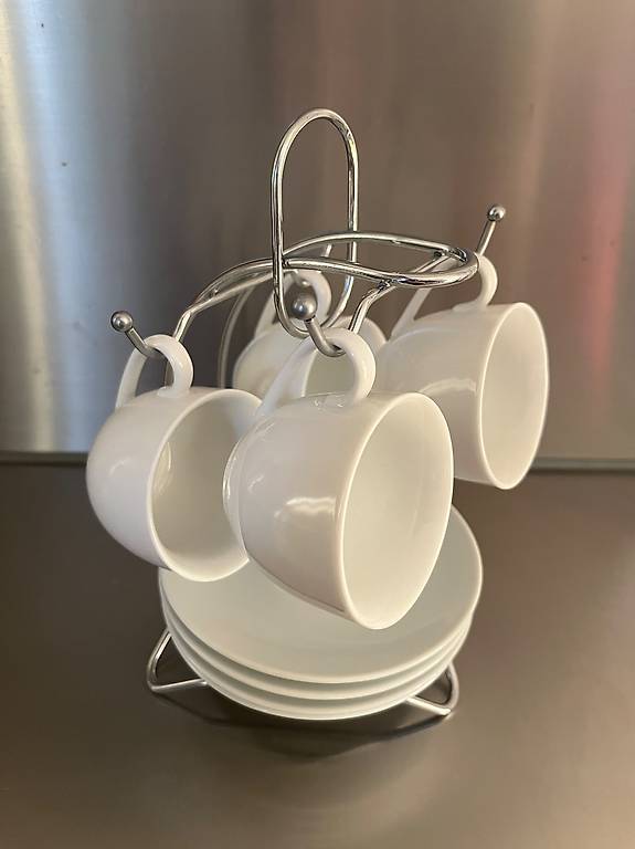 Espressotassen Set mit Dekorativen Stahlständer NEU