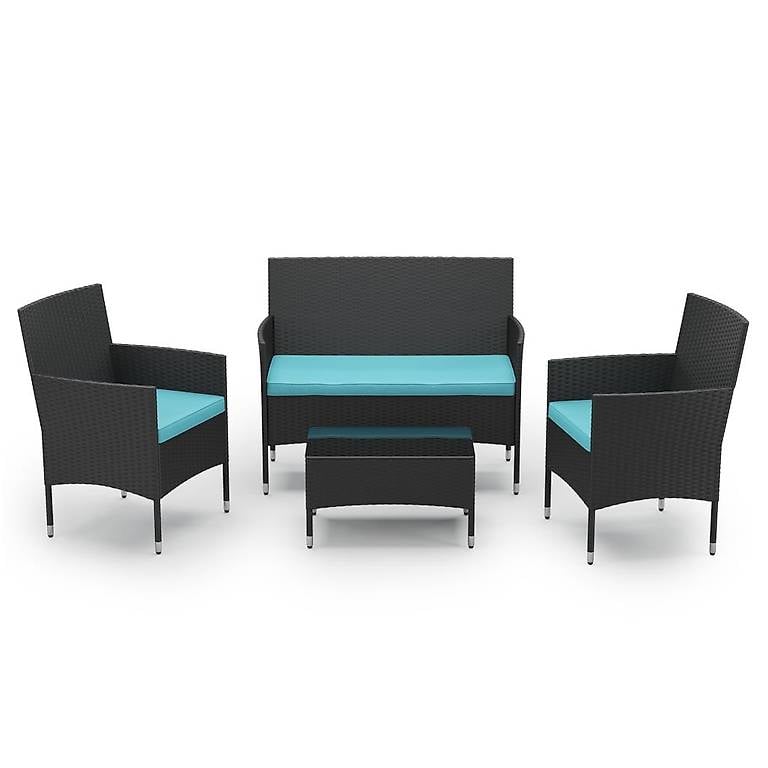 Gartenset Rattan MALIA schwarz/türkis