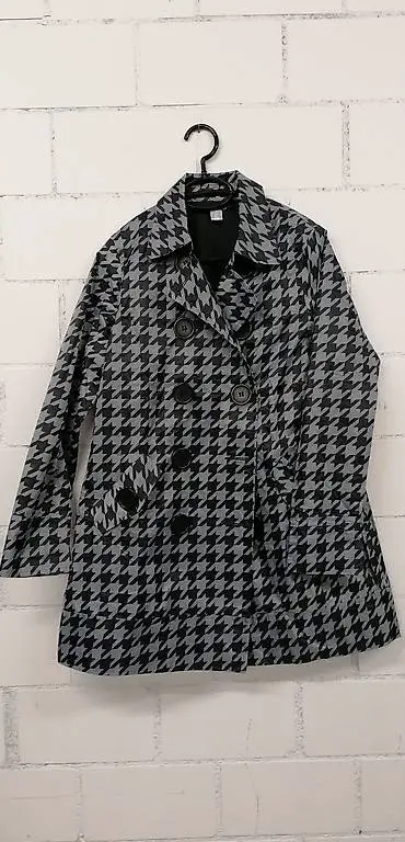 Regenmantel, grau schwarz, Gr. 34/36
