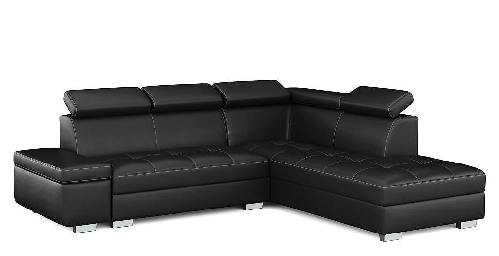 Ecksofa Leder DEBORA rechts schwarz