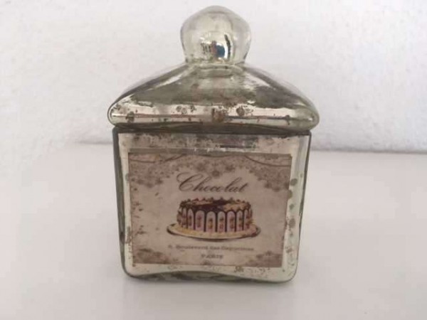 Dose Töpfli Glasdose silberfarbig mit Deckel