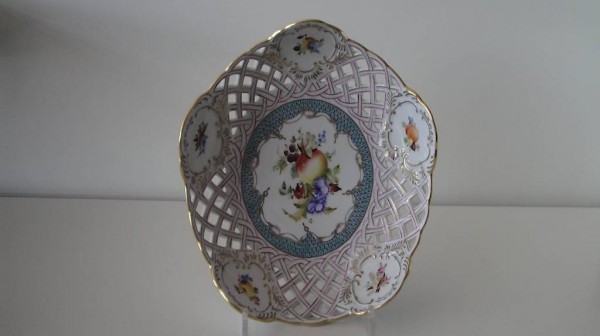  Herend Schale mit Durchbruch handbemalt, Porzellan CFRET