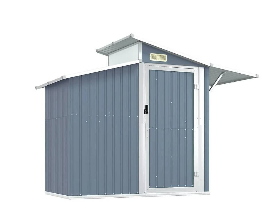 Geräteschuppen Grau 270x130x208,5 cm Verzinkter Stahl