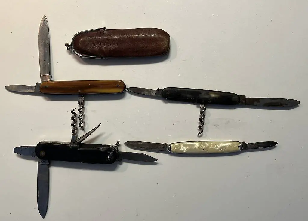 4 antike Sackmesser Taschenmesser, Solingen, Konvolut