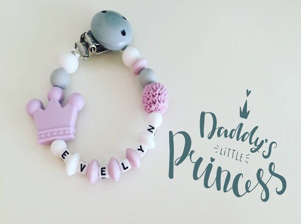 Nuggikette mit Name Rosa/Pink Princess