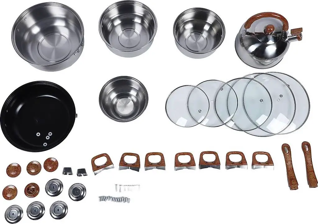Edelstahl-Kochgeschirr-Set, Multifunktionales Holzmaserung-K