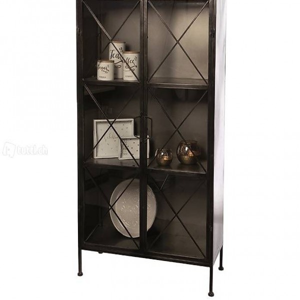  Vitrine Schrank PURE Metall schwarz-grau