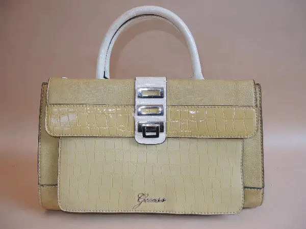 Guess Tasche Damen Kroko Optik vintage Senfgelb Kunstleder