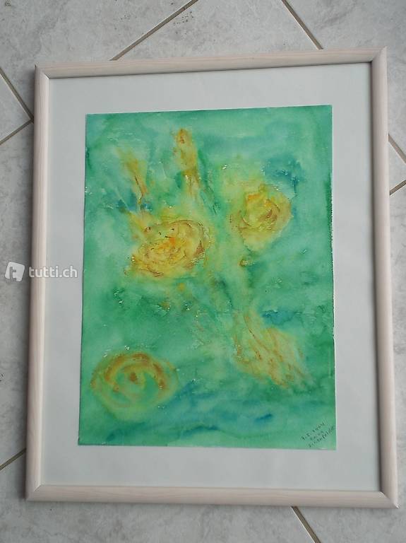 Erika Schönfelder: Aquarell "Rosen" 2004, Basler Künstlerin