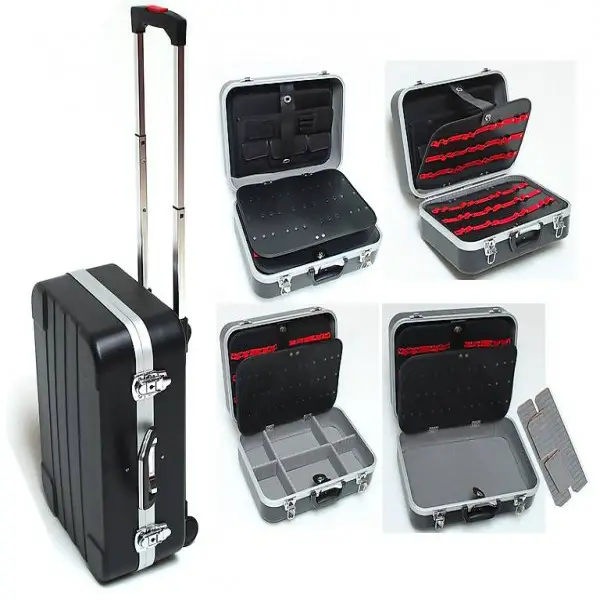  NEU Werkzeugkoffer Trolley Pilotenkoffer ABS schwarz 6+