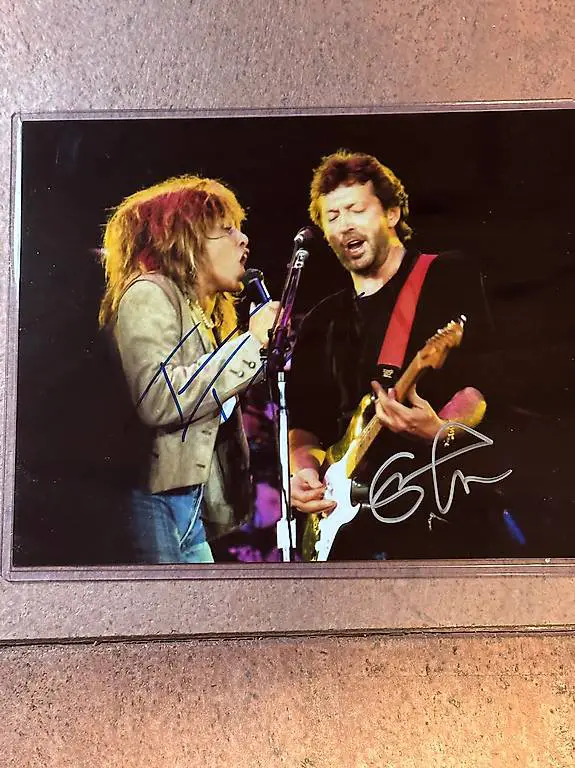 Originalautogramm Tina Turner+Eric Clapton mit COA