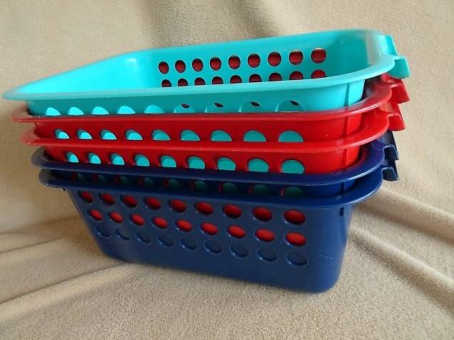 Behälter-Körbe 5Stück, rot, türkis, dunkelblau, 40x26cm