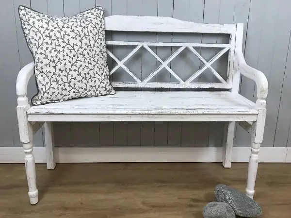  Sitzbank Gartenbank ASHLEY Shabby Chic weiss NEU