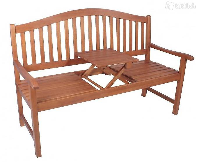  Bank mit hochklappbaren Tisch, Eukalyptus