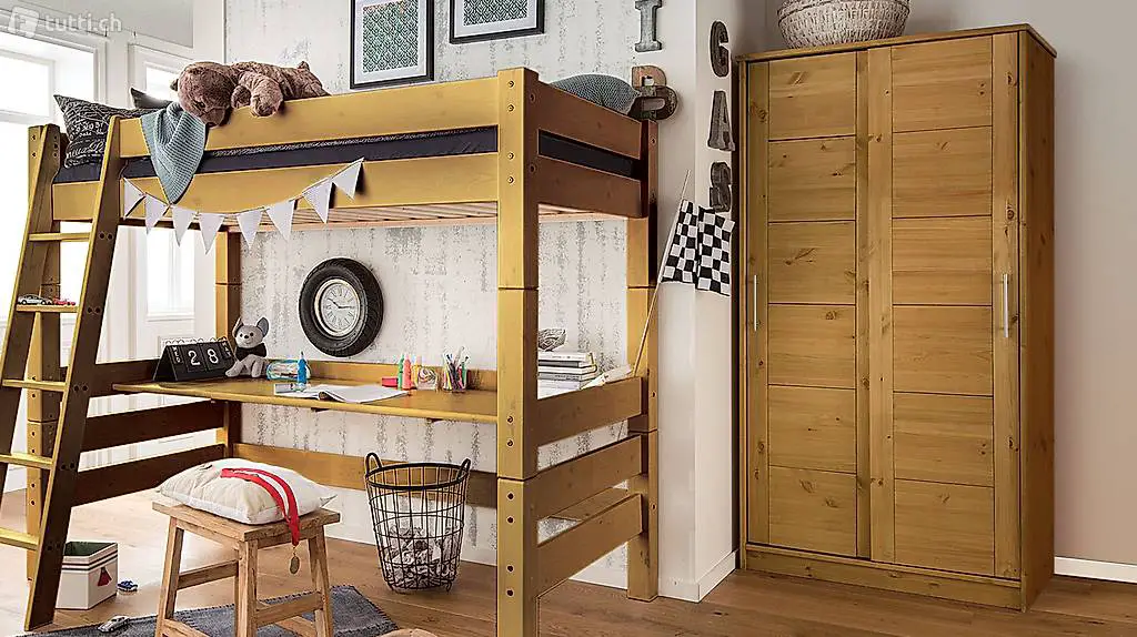  Tobykids Hochbett 90 x 200 cm Kiefer massiv oder Buche Bio g