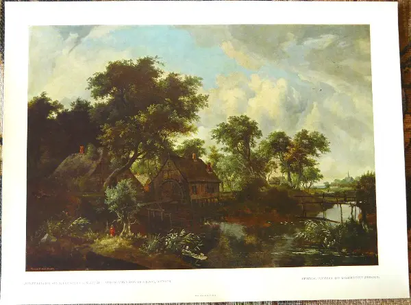 Meindert Hobbema Kunst-Druck 115 J. alt 36x27. B089