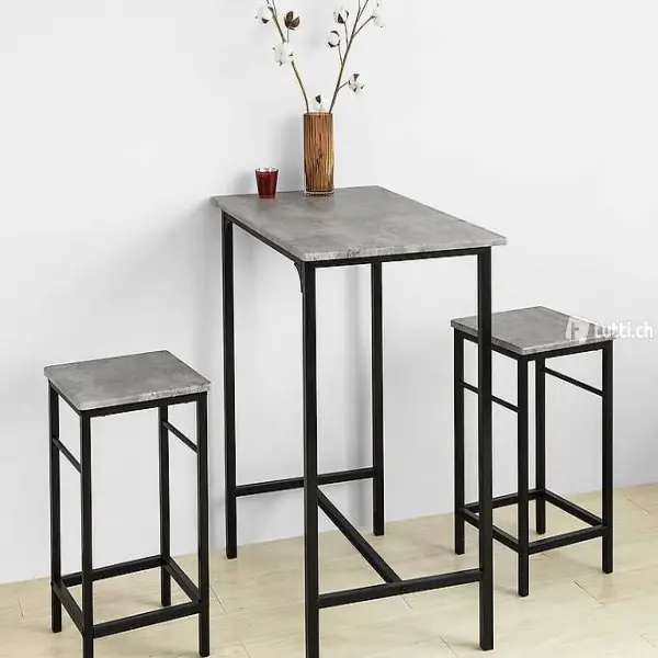  Bartisch mit 2 Hockern Bartisch set 3-teilig