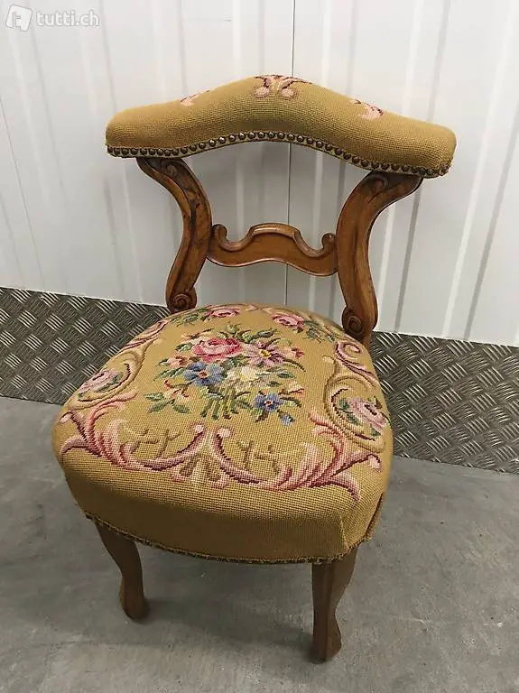 Biedermeierstuhl Fumatori Broderie 19. Jahrhundert