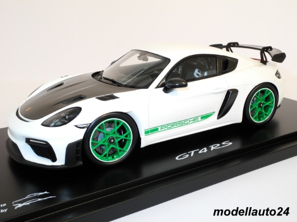 Porsche 718 (982) Cayman GT4 RS 2021 weiss-grün / Spark 1:18