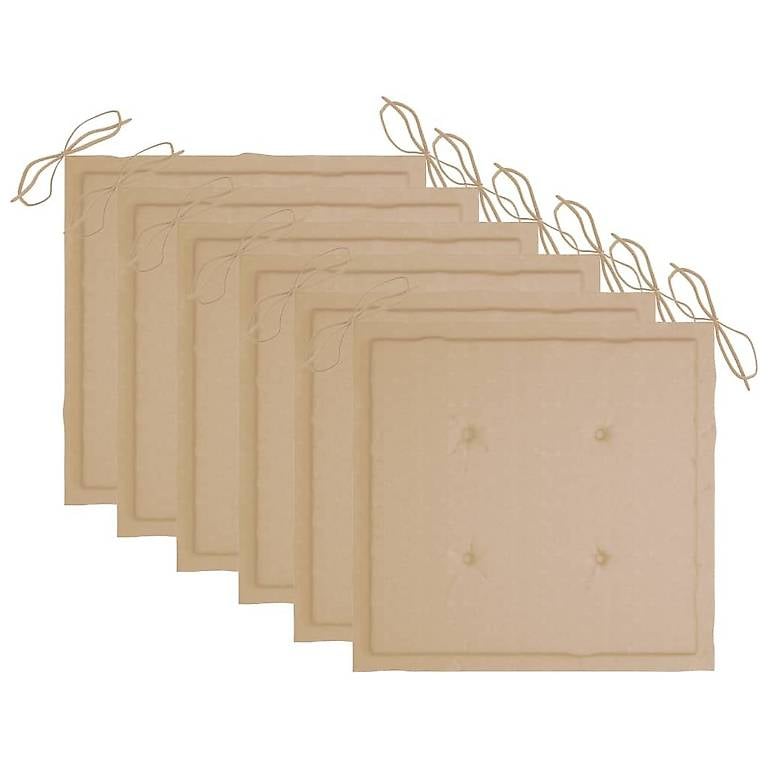 Gartenstuhl-Kissen 6 Stk. Beige 50x50x3 cm Oxford-Geweb